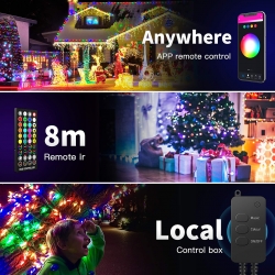 Outdoor String Lights, Popotan Color Changing Waterproof Christmas Lights with Remote Works with Amazon Echo, App Controlled Music Sync Led String Lights for Indoor Outdoor Decor (16.4 FT)
